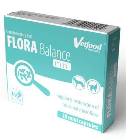 Flora Balance mini 30 caps - preparat dla psów i kotów wspomagający pracę przewodu pokarmowego.