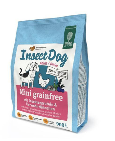 InsectDog Mini Grainfree 900g-sucha karma dla szczeniąt i psów dorosłych, ras małych, 900g