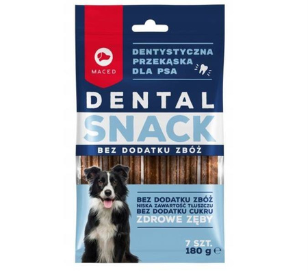 MACED Dental Snack bez dodatku zbóż 180 g/7 szt. - przysmak wspomagający zdrowie zębów dla psów, 180g