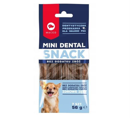 MACED Mini Dental Snack bez dodatku zbóż 56 g/7 szt. - przysmak wspomagający zdrowie zębów dla psów, 56g