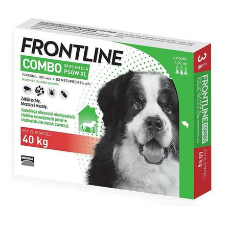 MERIAL FRONTLINE COMBO XL Spot-on na pchły i kleszcze pies 40-60kg 3 pipety x 4,02ml