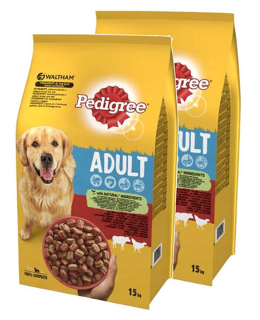 PEDIGREE Adult 2x15kg (średnie rasy) - sucha karma dla psów z wołowiną i drobiem