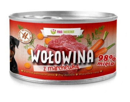 Paka Zwierzaka KARMA MOKRA Wołowina z marchewką 410g - mokra karma dla psów dorosłych 410 g