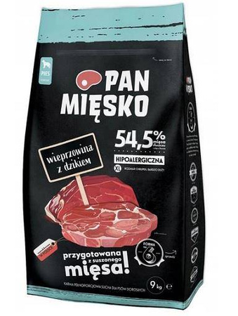 Pan Mięsko 9 kg - sucha karma dla psów dorosłych, wieprzowina z dzikiem XL 9kg