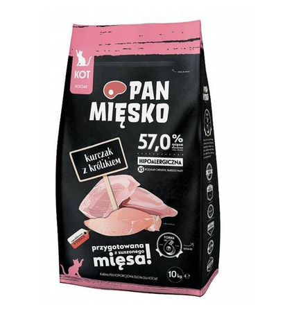 Pan Mięsko Kurczak z królikiem XS 10kg - sucha karma dla kociąt, 10kg