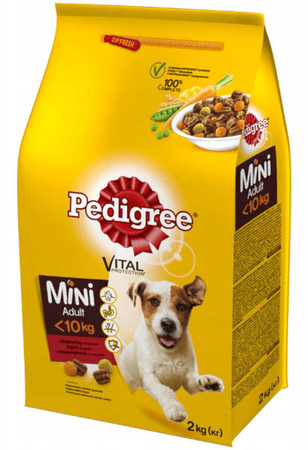 Pedigree Mini Vital Psy Dorosłe z Wołowiną i Warzywami 2 kg - sucha karma dla psów dorosłych z wołowiną i warzywami 2kg