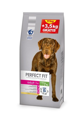 Perfect Fit Adult 1+ Bogaty W Kurczaka M/L 11 + 3.5 Kg Gratis -  sucha karma dla dorosłych psów rasy średniej i dużej 11 + 3.5kg gratis