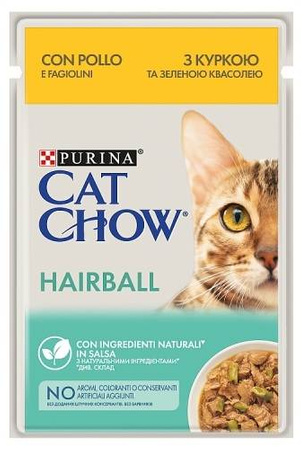 Purina CAT CHOW Hairball Kurczak i zielona fasolka w sosie 85 g - mokra karma dla kota 85g