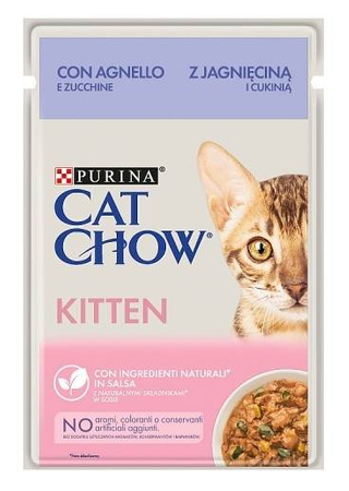 Purina CAT CHOW Kitten Jagnięcina i Cukinia w sosie 85 g- mokra karma dla kociąt 85g