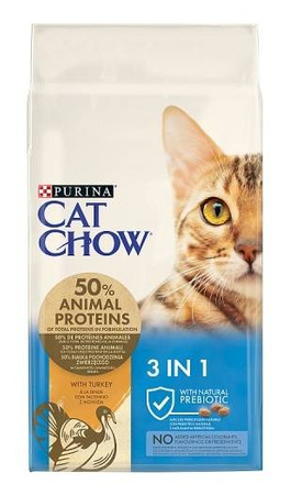 Purina Cat Chow 3 in 1 Rich in Turkey 15 kg- sucha karma dla kotów z indykiem 15kg