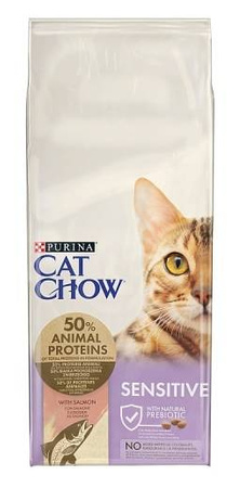 Purina Cat Chow Sensitive Ricco in Salmone 15 kg - sucha karma dla kotów o delikatnym przewodzie pokarmowym 15kg