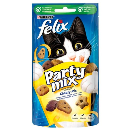 Purina Felix Party Mix Cheezy Mix 60 g - przysmak dla kotów o smaku serów 60g