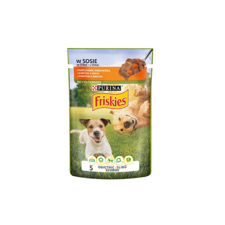 Purina Friskies Vitafit Adult z Kurczakiem i Marchewką w Sosie 100 g - mokra karma dla psów dorosłych z kurczakiem i marchewką w sosie 100g