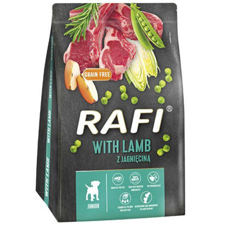Rafi Junior z jagnięciną, 3 kg - sucha karma dla szczeniąt i młodych psów, 3 kg