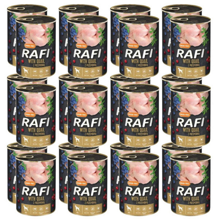 Rafi z przepiórką, borówką i żurawiną - mokra karma dla psów dorosłych, 24 x 400g ZESTAW