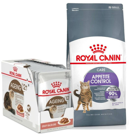 Royal Canin Apetite Control 0.4kg + ROYAL CANIN Ageing +12 karma mokra w sosie 12x85g ZESTAW
