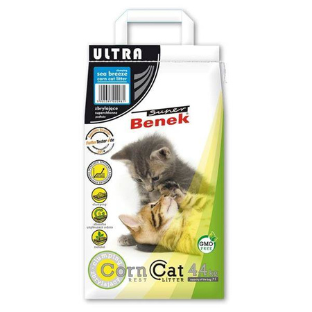 Super Benek Corn Cat Ultra Morska Bryza 7L - żwirek kukurydziany dla kotów, 7L (4,4kg)
