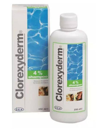 Szampon Clorexyderm Shampo 4% 250ml *Geulincx-szampon dla psów i kotów, na zapalenie skóry, 250ml