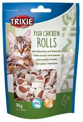 Trixie Fish Chicken Rolls 50g - przysmak dla kota krązki kurczak-łosoś