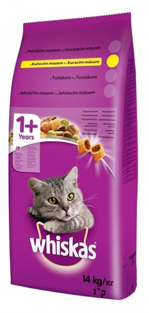 WHISKAS Adult 14kg - sucha karma dla kotów z kurczakiem i warzywami